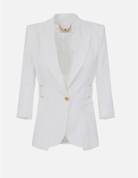 Elisabetta Franchi veste lin mélangé ivoire