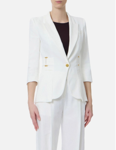 Elisabetta Franchi veste lin mélangé ivoire 2