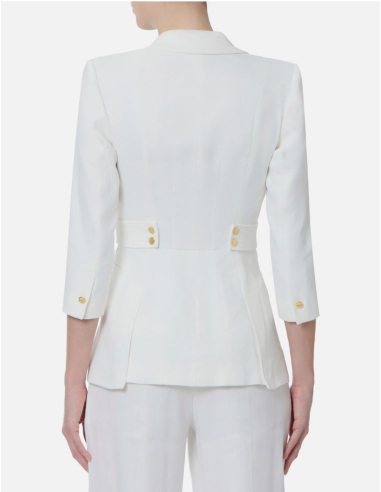 ELISABETTA FRANCHI White Mixed Linen Jacket –...