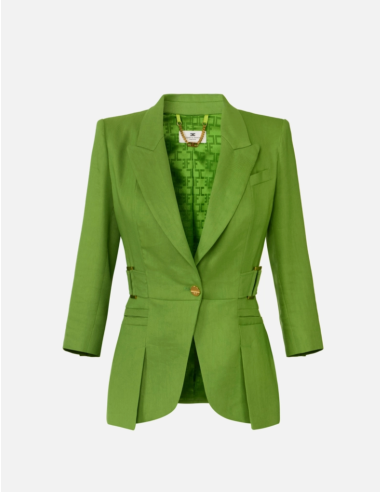 Elisabetta Franchi linen blend jacket aloe
