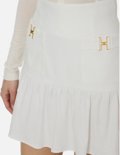 Elisabetta Franchi linen jewelry skirt ivory | Movida.Store 2