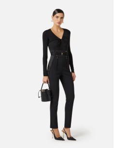 Elisabetta Franchi pantalon taille haute satin 2