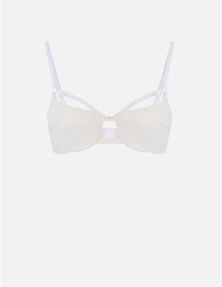 Elisabetta Franchi crepe tulle bra ivory