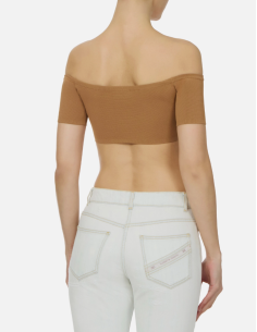 ELISABETTA FRANCHI Camel Knit Top – TK86B 2