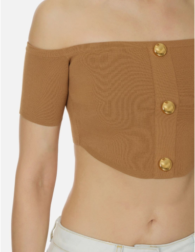 ELISABETTA FRANCHI Camel Knit Top – TK86B