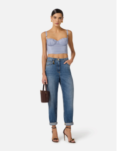 Elisabetta Franchi top taffetas nylon rayures 2