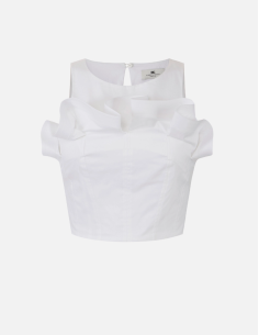 Elisabetta Franchi top coton stretch blanc