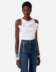 Elisabetta Franchi cotton stretch ruffle top 2
