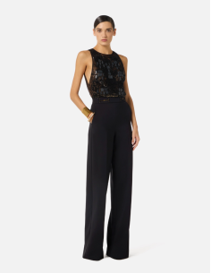 Elisabetta Franchi embroidered crepe jumpsuit black 2