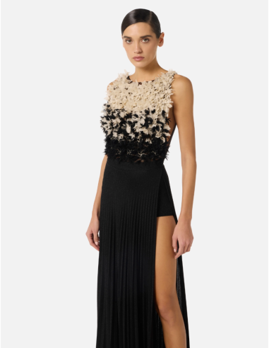 Robe Red Carpet Elisabetta Franchi Pétales Noire