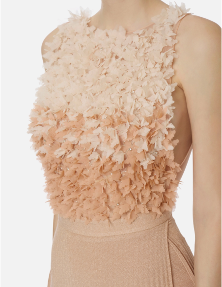 robe de soirée nude plastrons fleurs