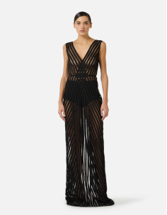 Elisabetta Franchi robe tulle bi‑élastique noir 2