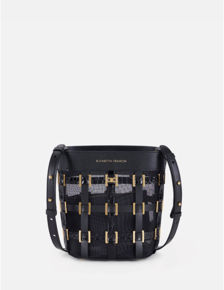 Elisabetta Franchi net bucket bag black