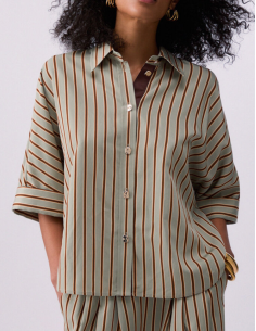 Liu Jo chemise rayonne rayures verte