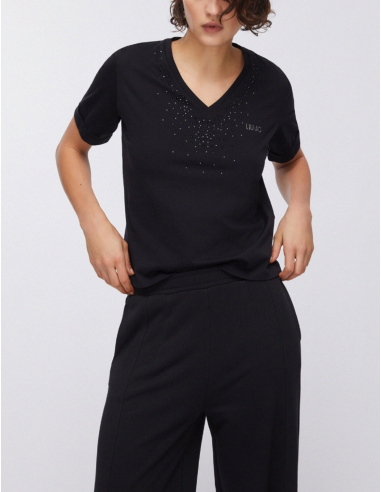 Liu Jo T-shirt avec strass coton blanc élégant