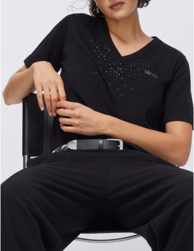 Liu Jo T-shirt avec strass col en V moderne