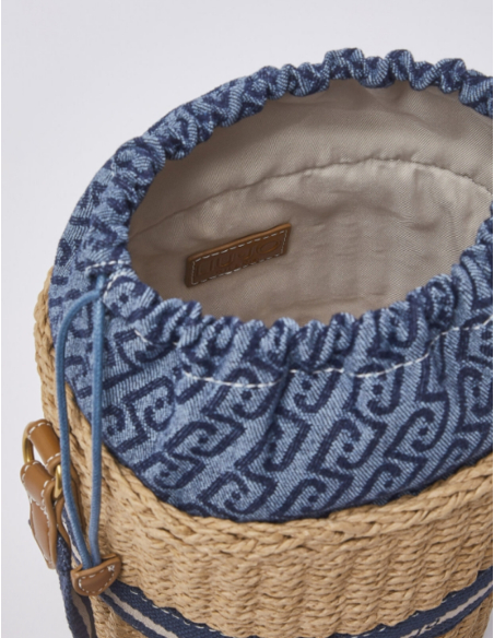 Liu Jo straw bucket bag dark blue chic summer