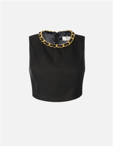 Top Elisabetta Franchi en Lin Noir