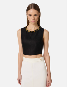 Top Elisabetta Franchi en Lin Noir 2