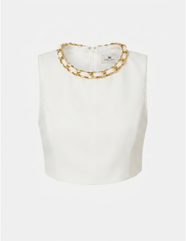 Elisabetta Franchi Ivory Linen Top - TO060