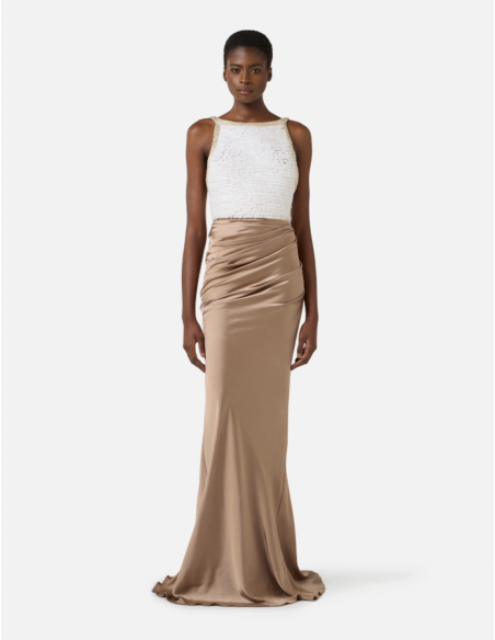 robe longue jupe satin elisabetta franchi