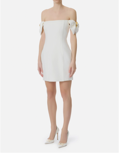Elisabetta Franchi White Mixed Linen Dress