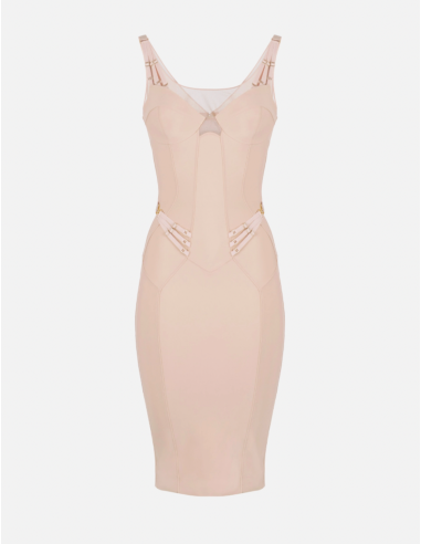 Elisabetta Franchi Nude Dress with Lingerie Detail