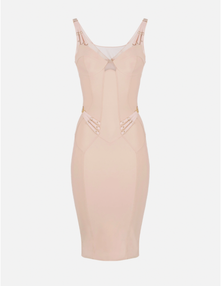 Elisabetta Franchi Nude Dress with Lingerie Detail