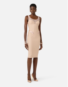Elisabetta Franchi Nude Dress with Lingerie Detail 2