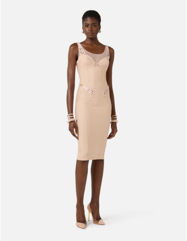 Elisabetta Franchi Nude Pencil Dress