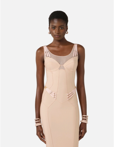 Elisabetta Franchi Nude Sheath Dress