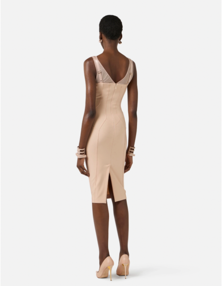 Elisabetta Franchi robe crayon nude