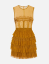 Elisabetta Franchi crepon floral lace mini dress luxury