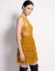 Elisabetta Franchi crepon floral lace mini dress luxury 2