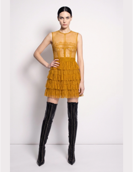 Elisabetta Franchi floral lace evening dress premium