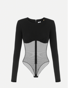 Elisabetta Franchi jersey crepe tulle bodysuit luxury