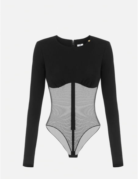 Elisabetta Franchi jersey crepe tulle bodysuit luxury