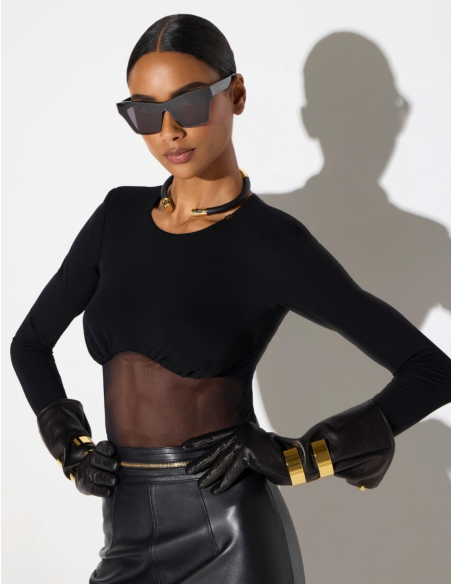 Elisabetta Franchi black long sleeve bodysuit women