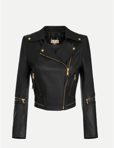 Elisabetta Franchi perfecto cuir noir femme luxe