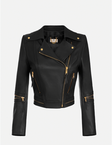 Elisabetta Franchi women leather biker jacket fashion