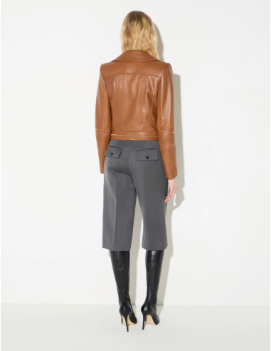 Elisabetta Franchi brown leather biker jacket women