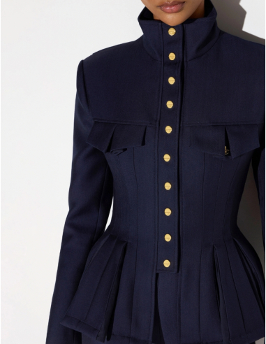 ELISABETTA FRANCHI Navy Cool Wool Jacket - GB001