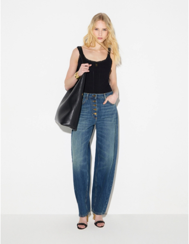 Elisabetta Franchi blue balloon jeans designer fashion