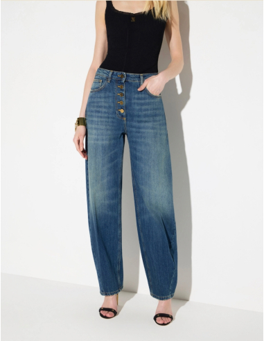 Elisabetta Franchi gold button jeans Italian designer