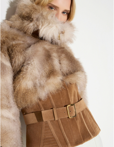 Elisabetta Franchi suede and faux fur designer jacket