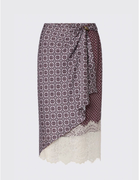 Liu Jo satin midi skirt with lace women luxury