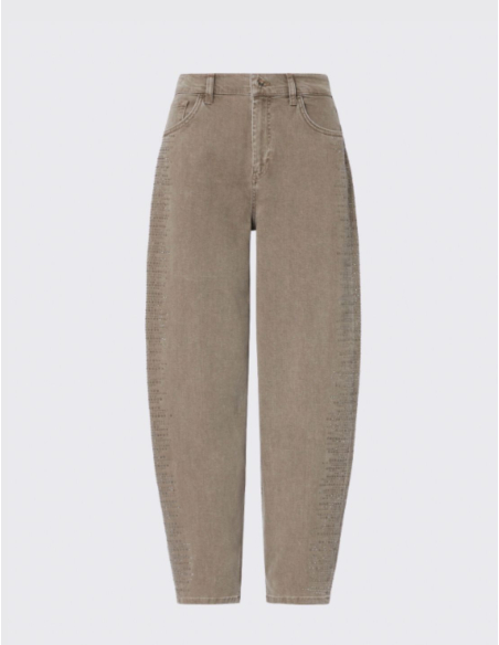 Liu Jo pantalon ballon femme beige avec micro strass