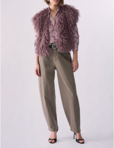 Liu Jo balloon trousers women beige micro rhinestones