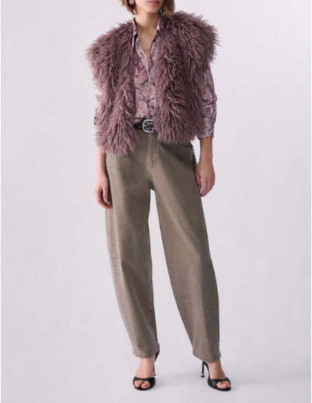 Liu Jo balloon trousers women beige micro rhinestones
