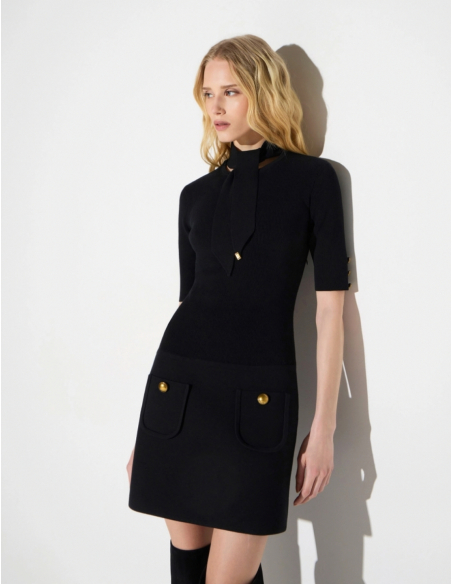 Elisabetta Franchi robe courte boutons bijoux chic